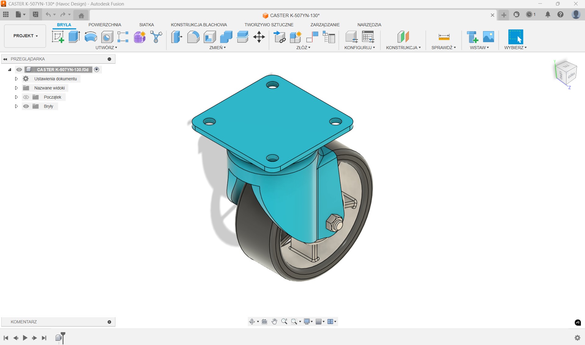 Modele 3D w oprogramowaniu CAD Autodesk Fusion 360 - projektowanie przemysłowe komponentów mechanicznych